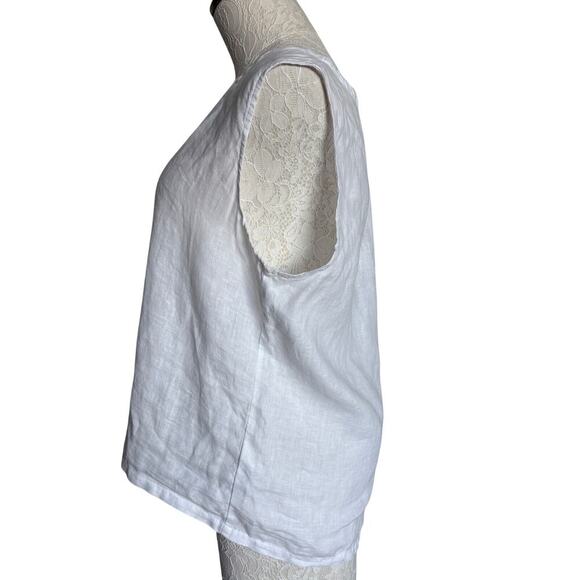 Quince Linen sleeveless top Sz M Beachy quiet luxury minimalist - Picture 3 of 7